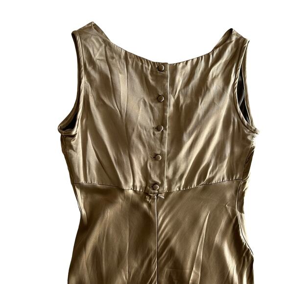 Scott McClintock VTG 90s USA Made Elegant‎ Satin Beige Nude Slip Long Dress 8 - Picture 4 of 11